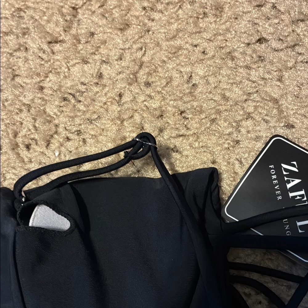 Zaful Black One-Piece Swimsuit with Plunging V-Neck - Picture 9 of 11